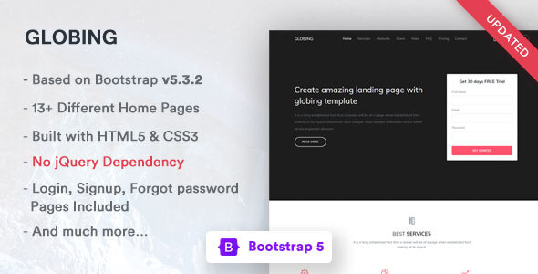 Globing - Bootstrap 5 Landing Page Template by Themesbrand | ThemeForest