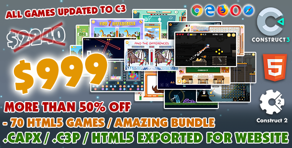 Amazing Bundle – 70 HTML5 Games 50% OFF - (Construct 2/3)