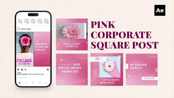 Pink Corporate Square Post