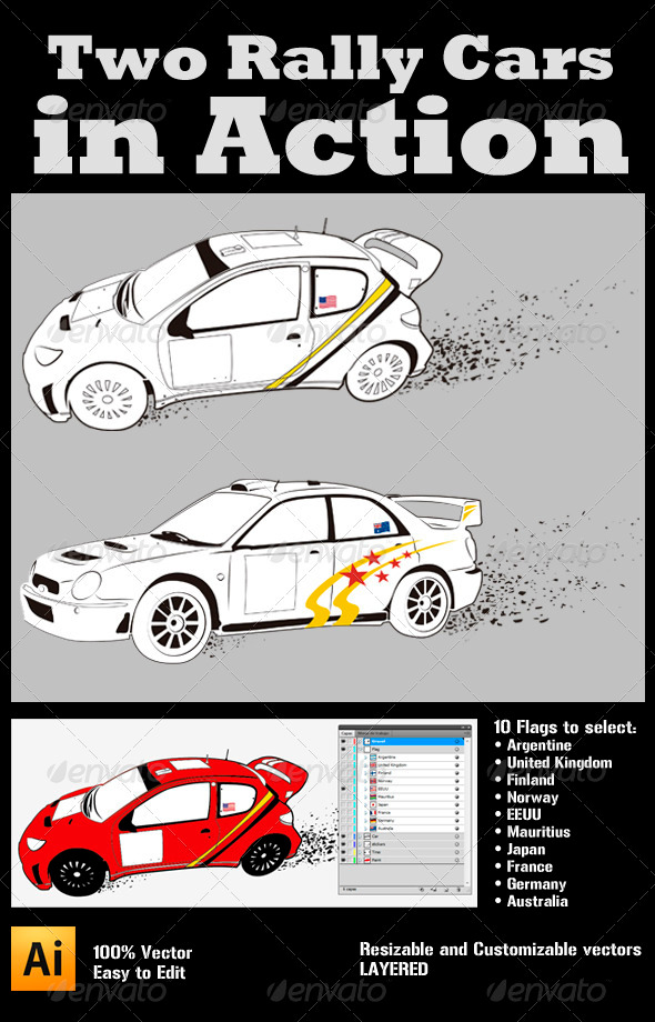 Two Rally Cars in Action - Sports/Activity Conceptual