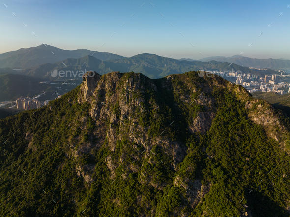 Top view of Hong Kong lion rock mountain