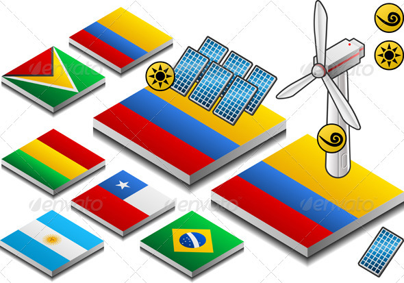 Isometric Representation of Solar and Wind Energy - Conceptual Vectors