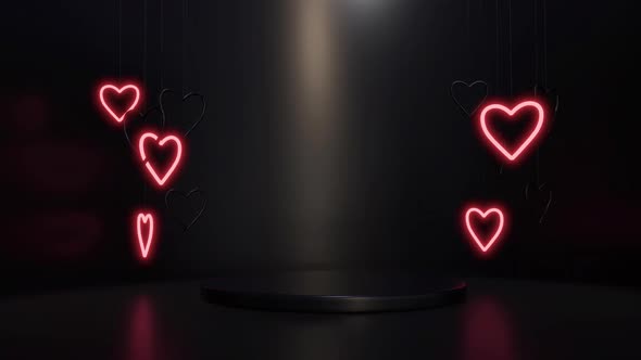 Neon Heart Podium 3D