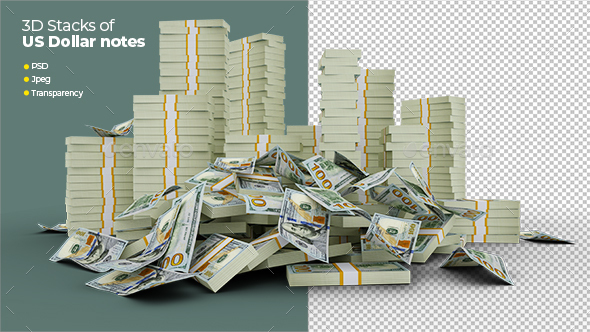 Big stacks of 100 US dollar notes