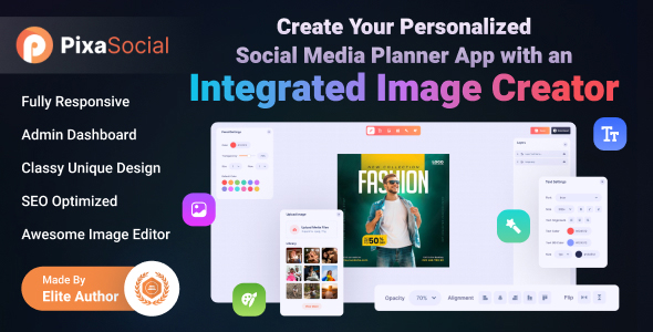 PixaSocial - SAAS Application for Social Media Scheduling with Built-In Image Editor