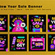 Colorful Playful Flat Design New Year Sale Banner