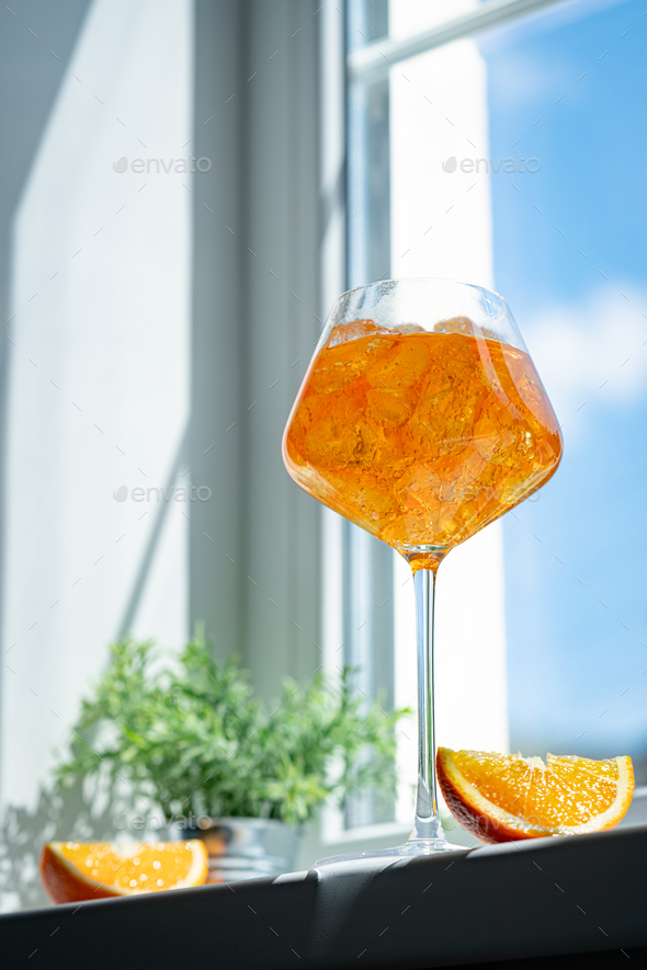 glass of aperol spritz cocktail Stock Photo