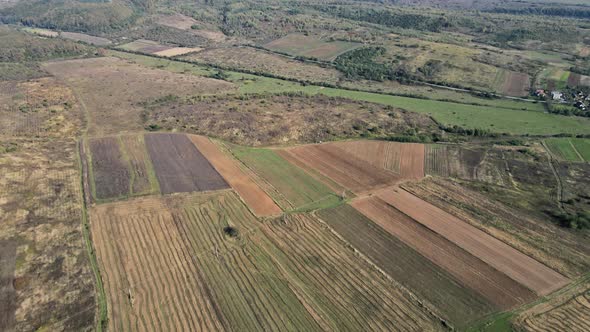 Farmland a Late Autumn Field After Harvesting Around the Foreground Houses Village alt