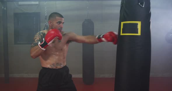 Boxer Hitting Punching Bag 35