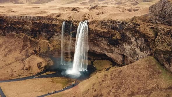 Aero View Seljalandsfoss Waterfall Iceland