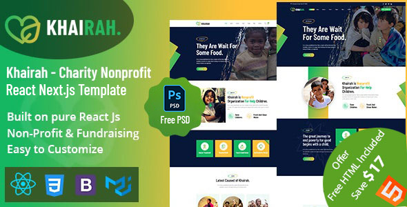 Khairah - Charity Nonprofit Next Js+HTML Template