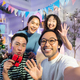 Group of Asian friends taking a selfie or video call in christmas party together - PhotoDune Item for Sale