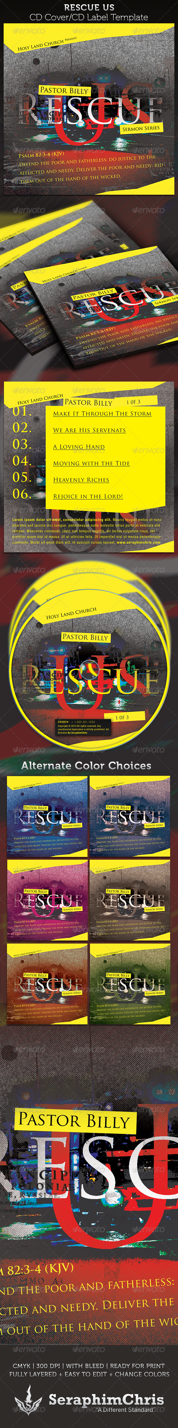 Rescue US CD Cover Artwork Template - CD & DVD Artwork Print Templates