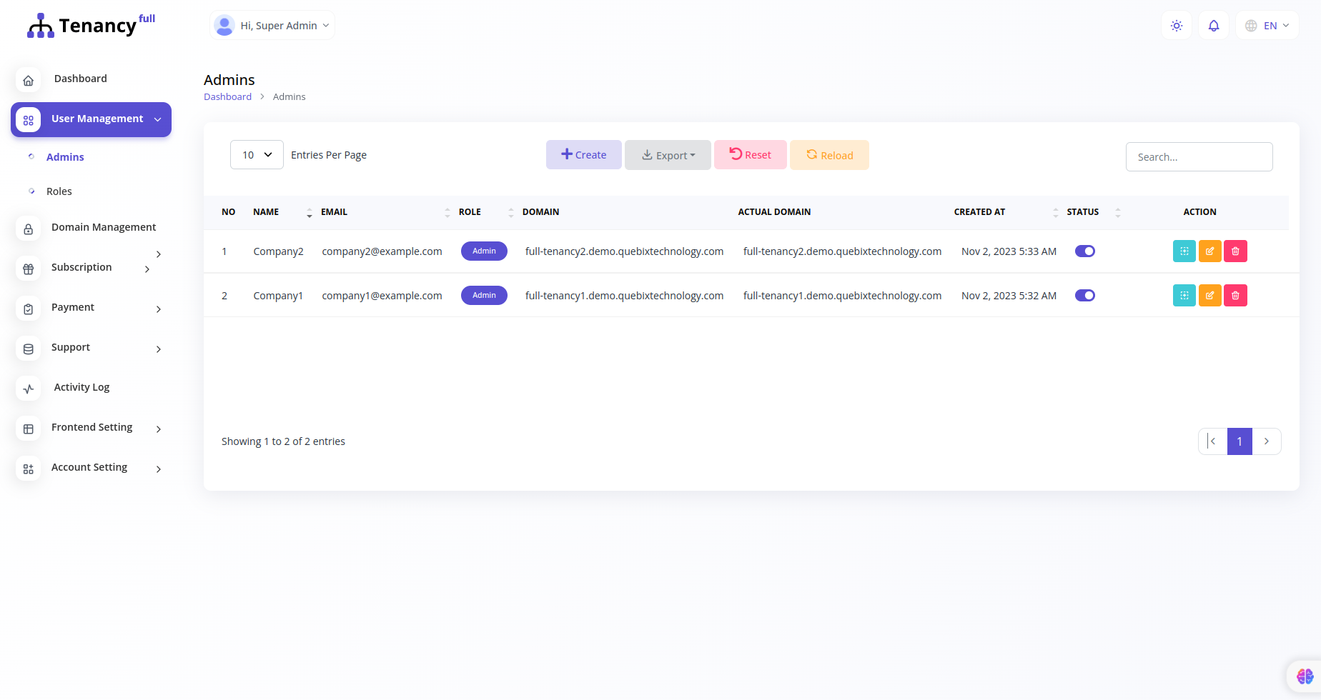 Full Tenancy - Domains, Database, Users, Role, Permissions & Settings ...