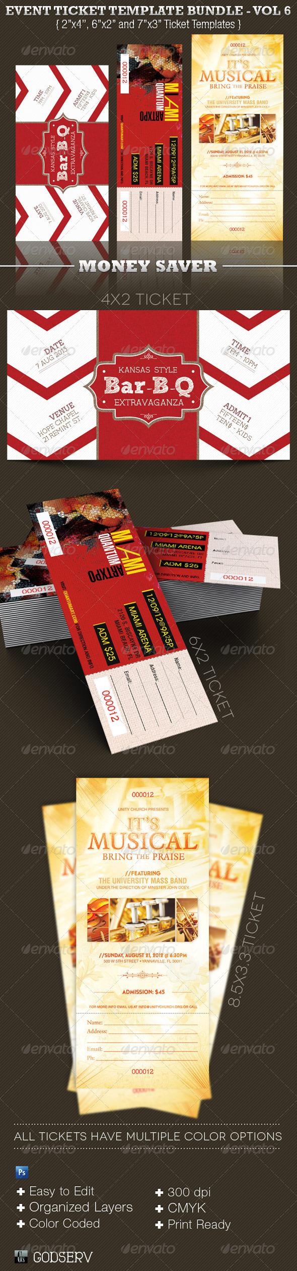 Event Ticket Template Bundle Volume 7 - Miscellaneous Print Templates