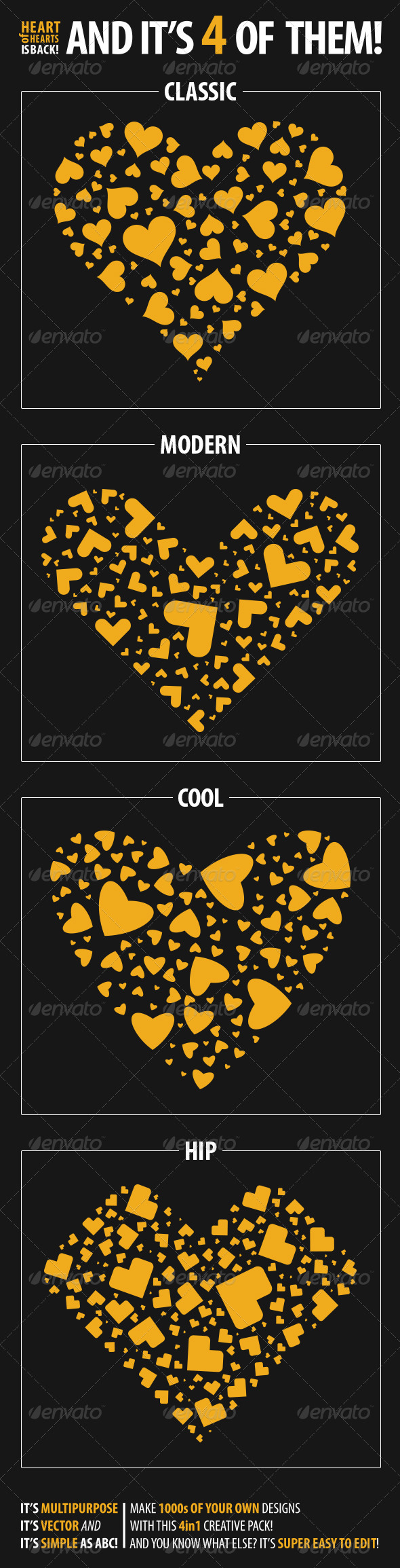 Heart of Hearts 4 in 1 - Vectors