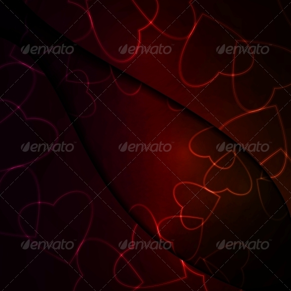 Neon hearts, futuristic illustration. - Valentines Seasons/Holidays