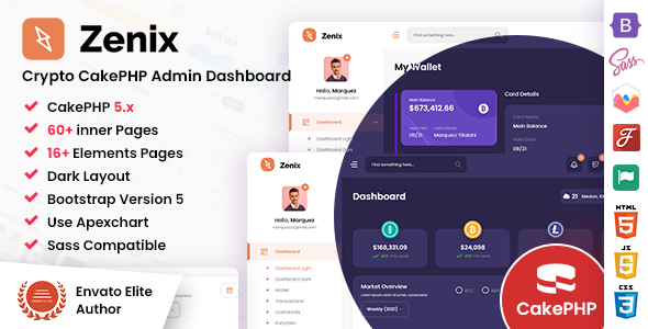 Zenix - CakePHP Crypto Admin Dashboard Template