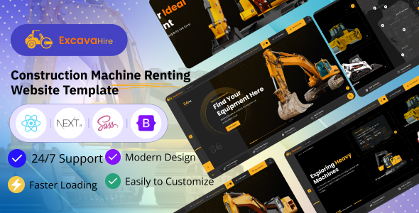 ExcavaHire - Construction Machine Renting Website React Next JS Template