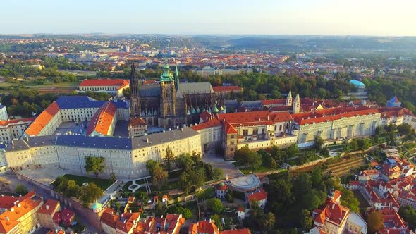 Flight Over Prague Castle, President Residence, the City View From Above alt