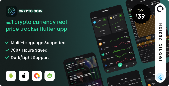 CryptoCoin Flutter Full Crypto Currency App for Live Tracking of