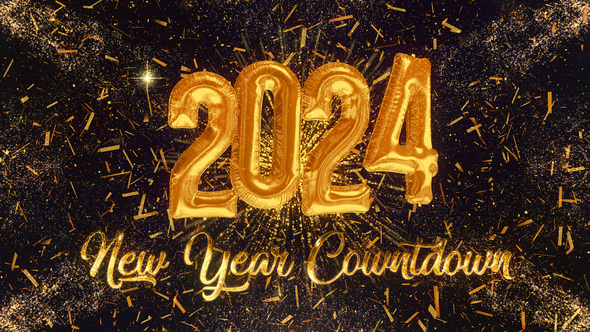Countdown Golden New Year 2024