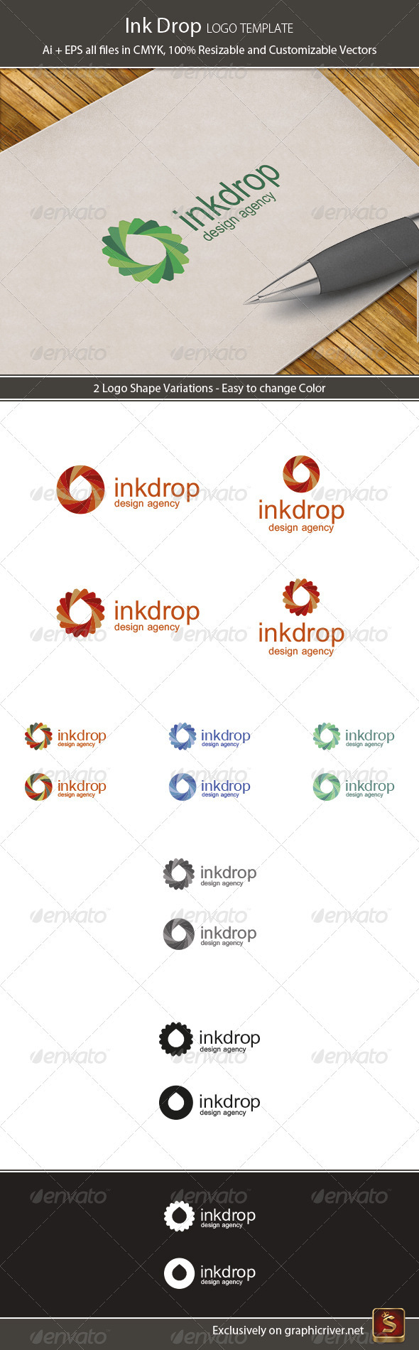 Ink Drop Logo Template - Vector Abstract