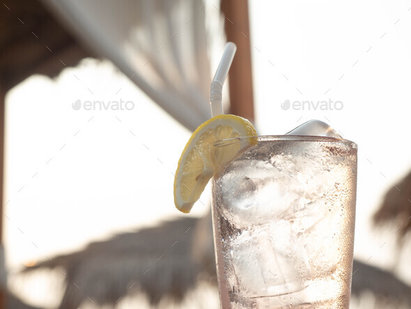 drink cocktail cold glass beverage alcohol ice food straw cool copy space ocean relaxation refreshme