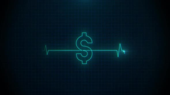 Medical Pulse Heart Beat Dollar Silhouette on Monitor