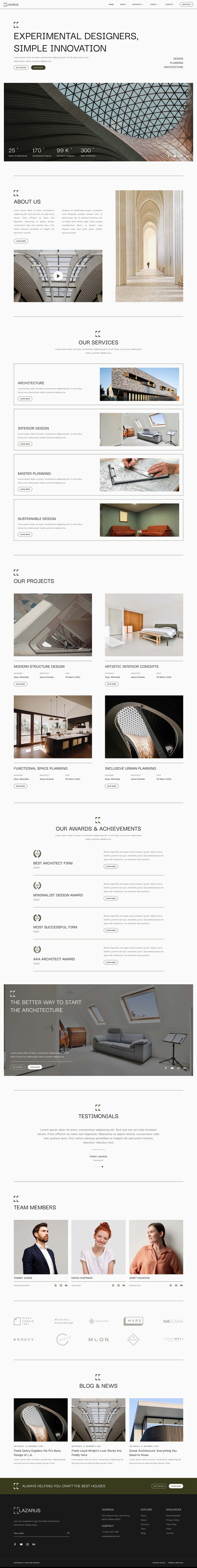 Lazarus - Architecture & Interior Design Elementor Template Kit