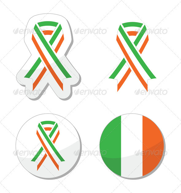 Irish Ribbon Flag Labels - St Patricks Day - Miscellaneous Seasons/Holidays