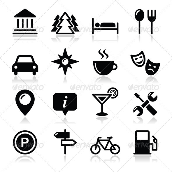 Travel Tourism Icons Set - Vector - Travel Conceptual