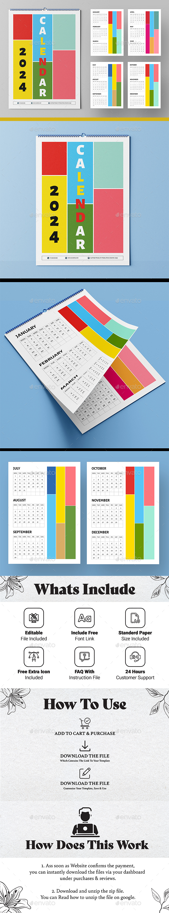 Colorful Calendar 2024