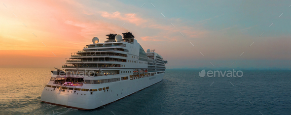 Cruise Ship, Cruise Liners beautiful white cruise ship above luxury cruise in the ocean sea