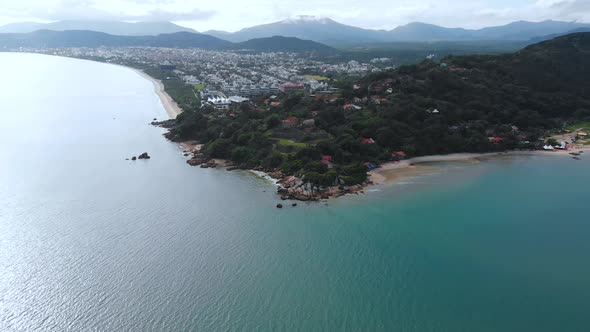 Atlantic ocean Coast, Hills (Florianopolis, Santa Catarina, Brazil) Aerial view alt