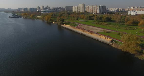 Сity pier near the water out