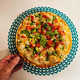Overhead food flatlay homemade shrimp pizza with human elements.  - PhotoDune Item for Sale