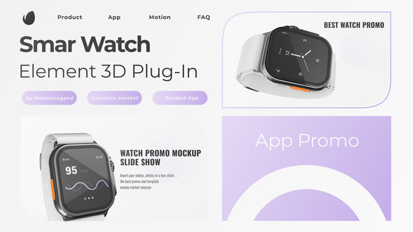 Smart Watch App Mocup 3D Product Promo template preview