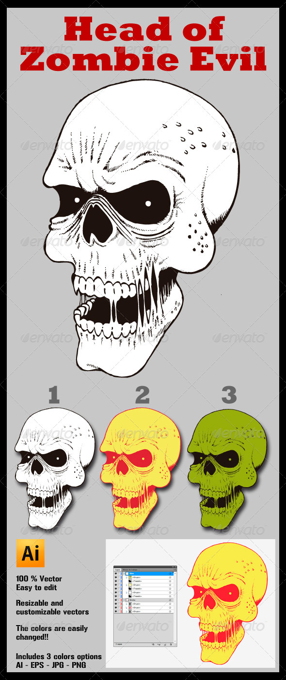 Head of Zombie Evil - Monsters Characters