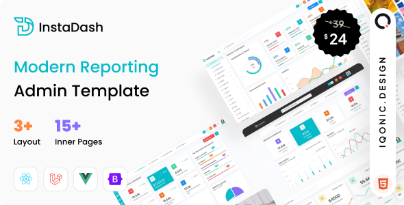 Instadash - Reporting Admin Dashboard (VueJS, HTML, SCSS)