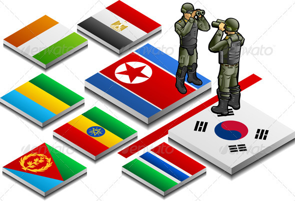 Isometric Border with Military Observer - Conceptual Vectors