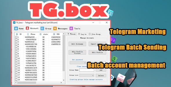 Telegram Marketing Tools-Scraper/Invite Bulk Sender/Monitor-Auto Reply /Extract Member Tgbox-Pro MAX