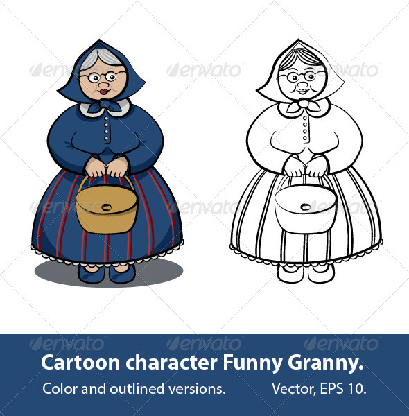 Cartoon Character Funny Granny By Slanapotam Graphicriver 0411