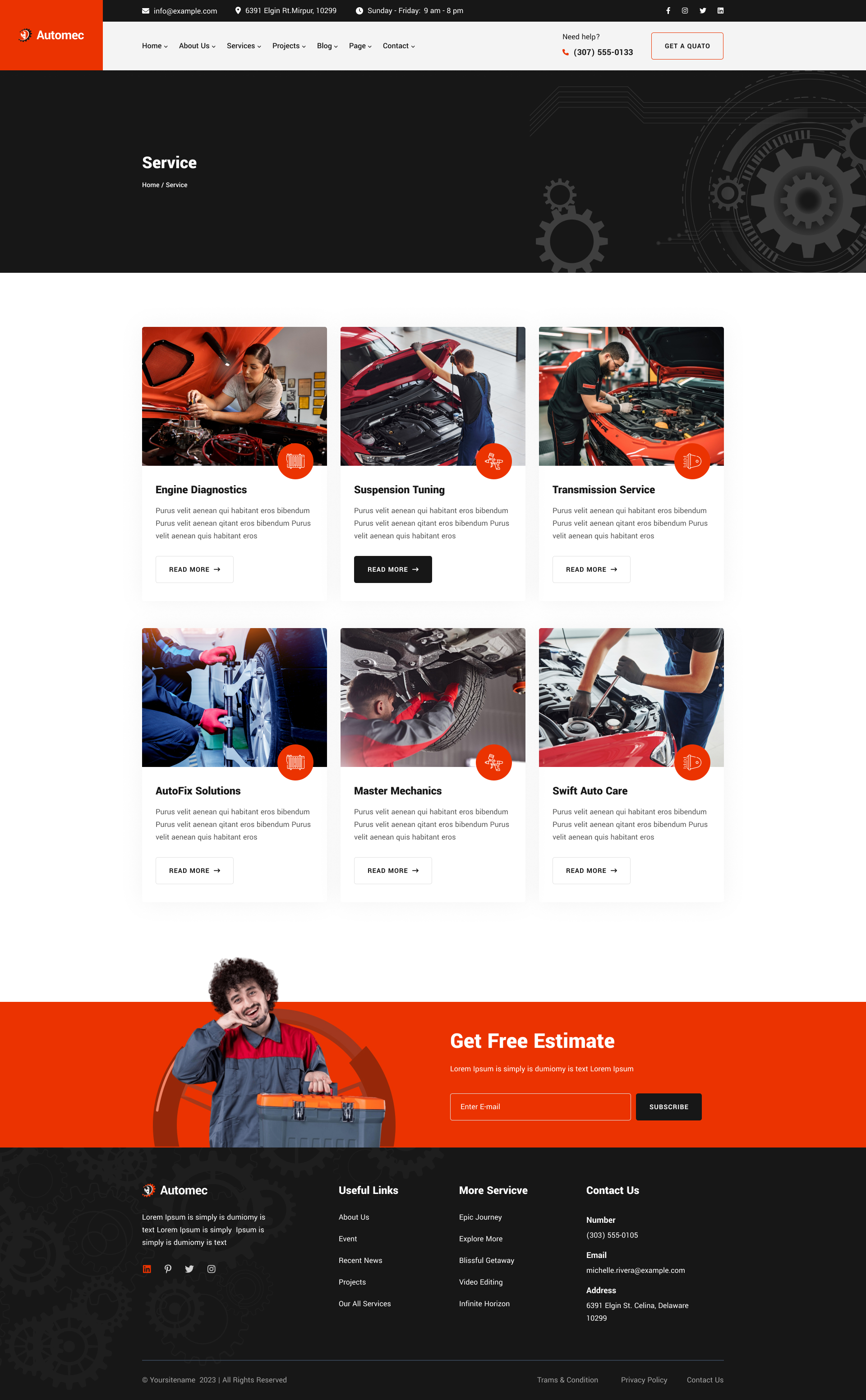 Automec - Car Service & Repair Figma Template by Mugli | ThemeForest