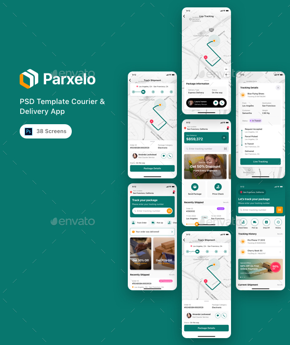 Parxelo - PSD Template Courier & Delivery App