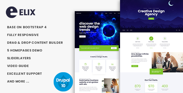 Elix - Responsive Multipurpose Business Drupal 10 Theme