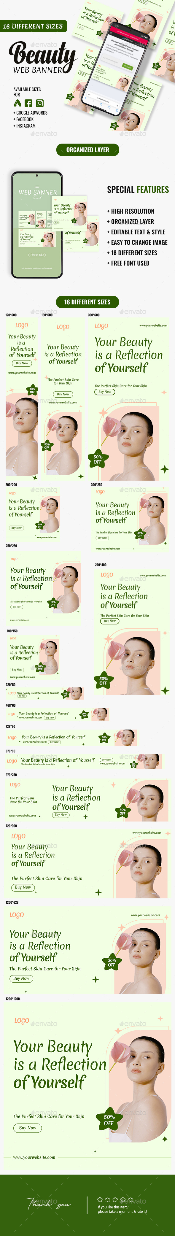Beauty and Skincare Web Banners Ad