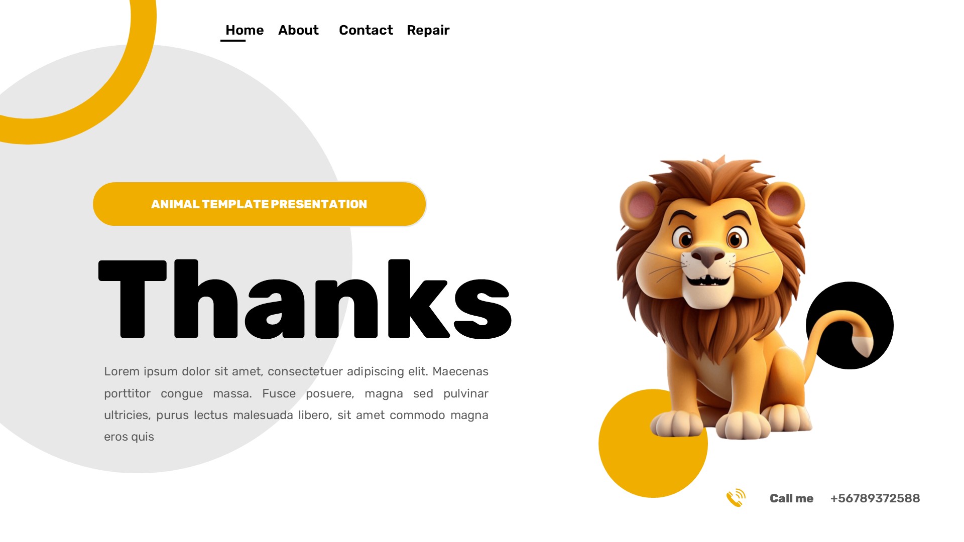 Maung - Animal Desert Lion Powerpoint Template, Presentation Templates