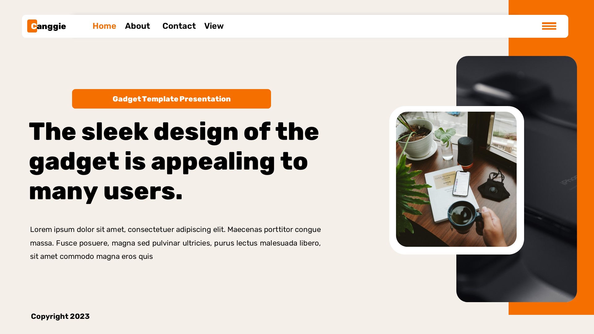 Canggie - Gadget Mobile App Powerpoint Template, Presentation Templates