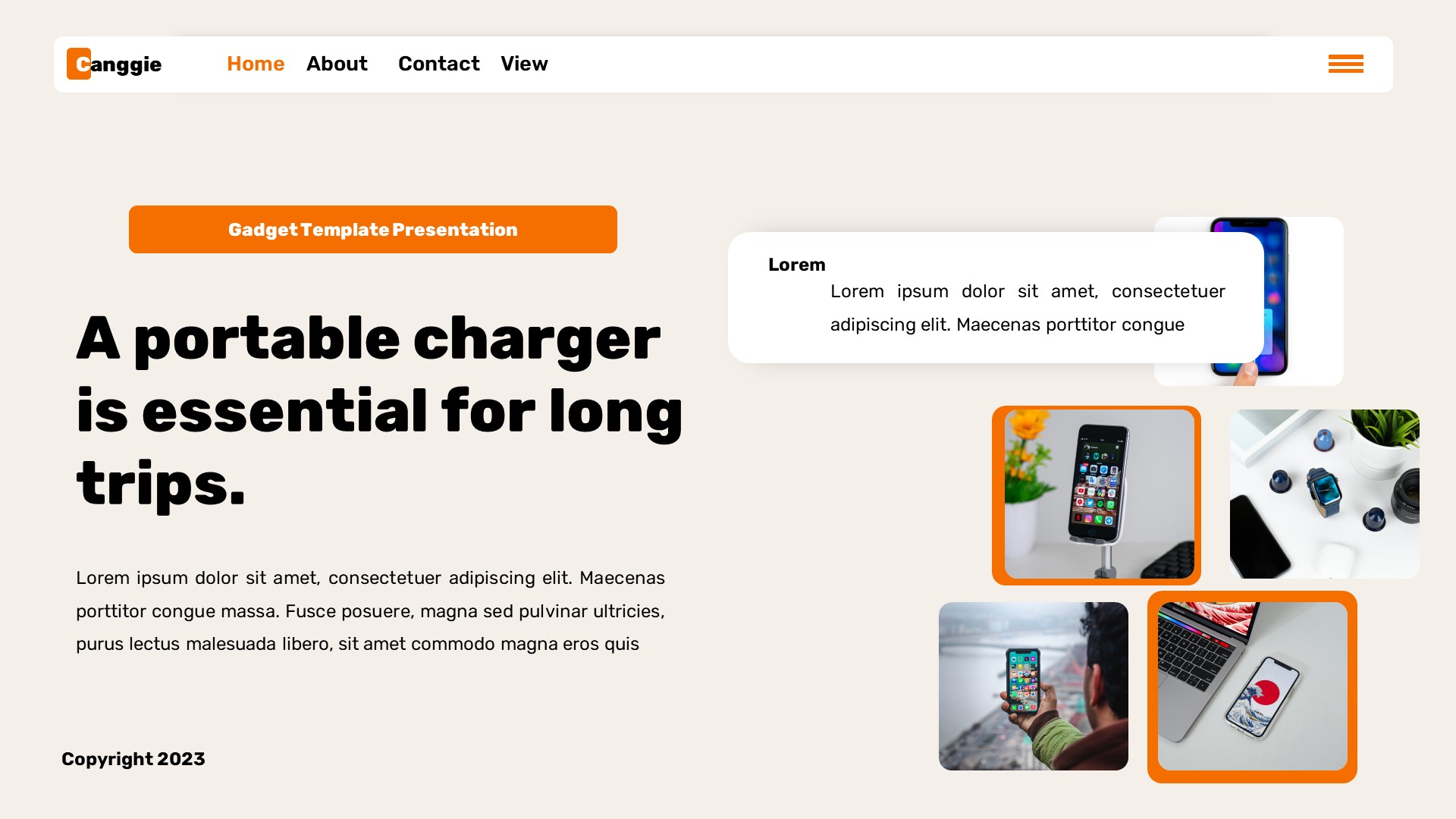 Canggie - Gadget Mobile App Powerpoint Template, Presentation Templates